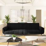 Casa si Gradina - Mobilier - Canapele si coltare - Canapele - Canapea extensibila cu 2 locuri, 2 perne, negru, catifea - Infinity.ro