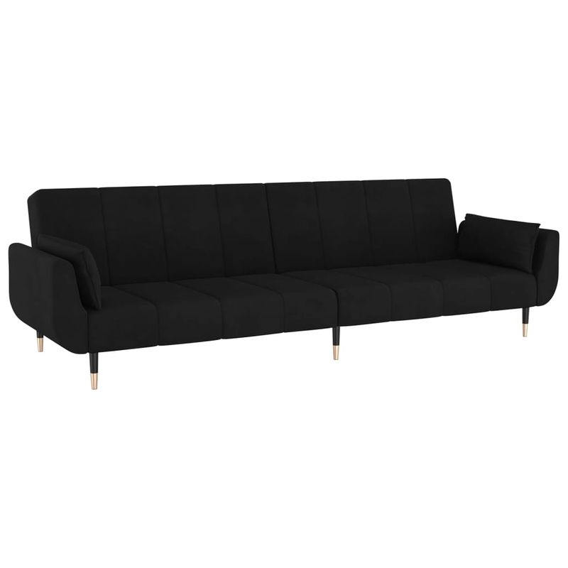 Casa si Gradina - Mobilier - Canapele si coltare - Canapele - Canapea extensibila cu 2 locuri, 2 perne, negru, catifea - Infinity.ro