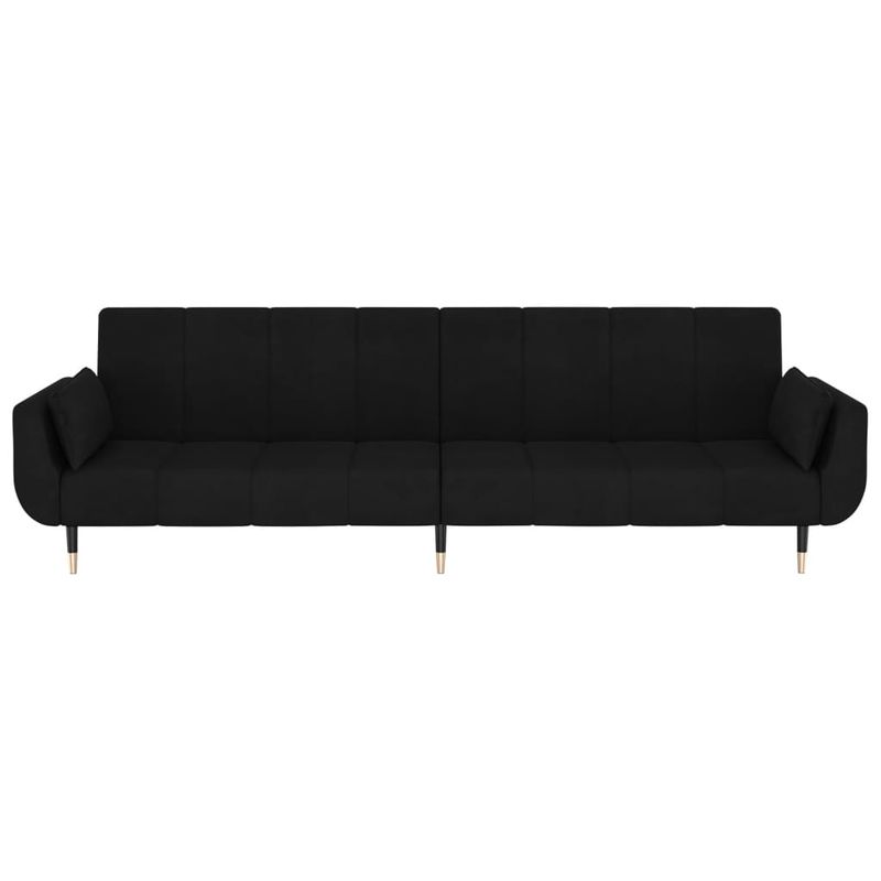 Casa si Gradina - Mobilier - Canapele si coltare - Canapele - Canapea extensibila cu 2 locuri, 2 perne, negru, catifea - Infinity.ro