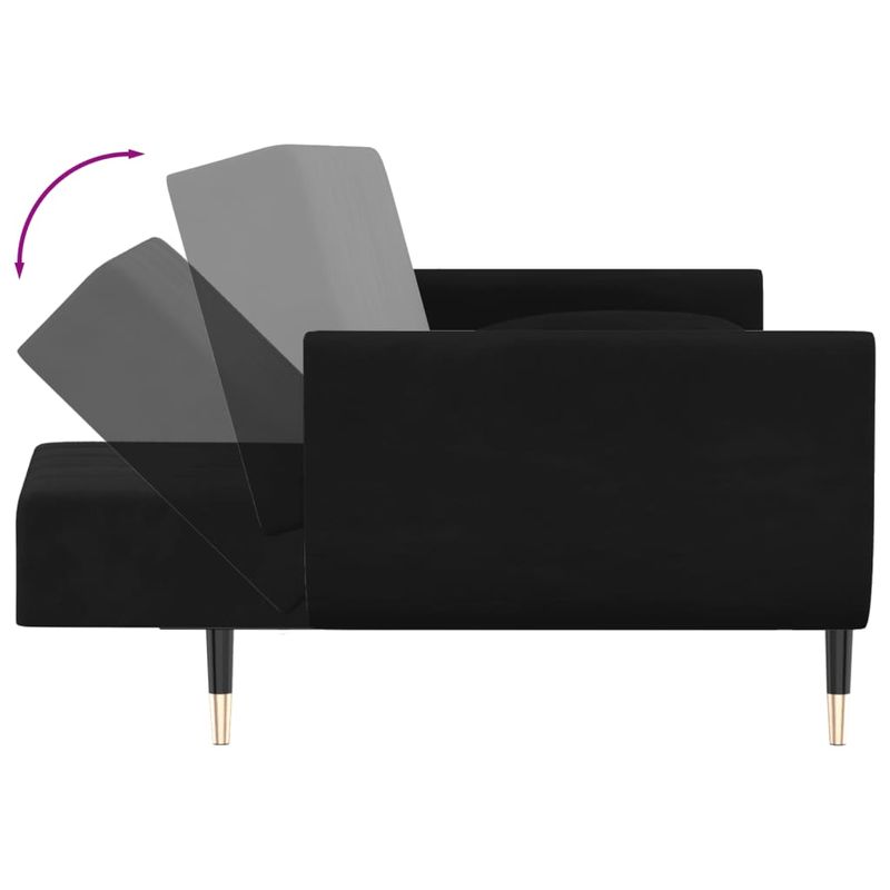 Casa si Gradina - Mobilier - Canapele si coltare - Canapele - Canapea extensibila cu 2 locuri, 2 perne, negru, catifea - Infinity.ro