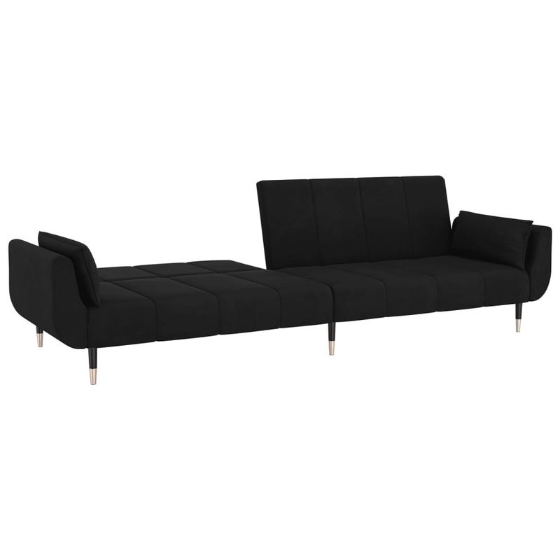 Casa si Gradina - Mobilier - Canapele si coltare - Canapele - Canapea extensibila cu 2 locuri, 2 perne, negru, catifea - Infinity.ro