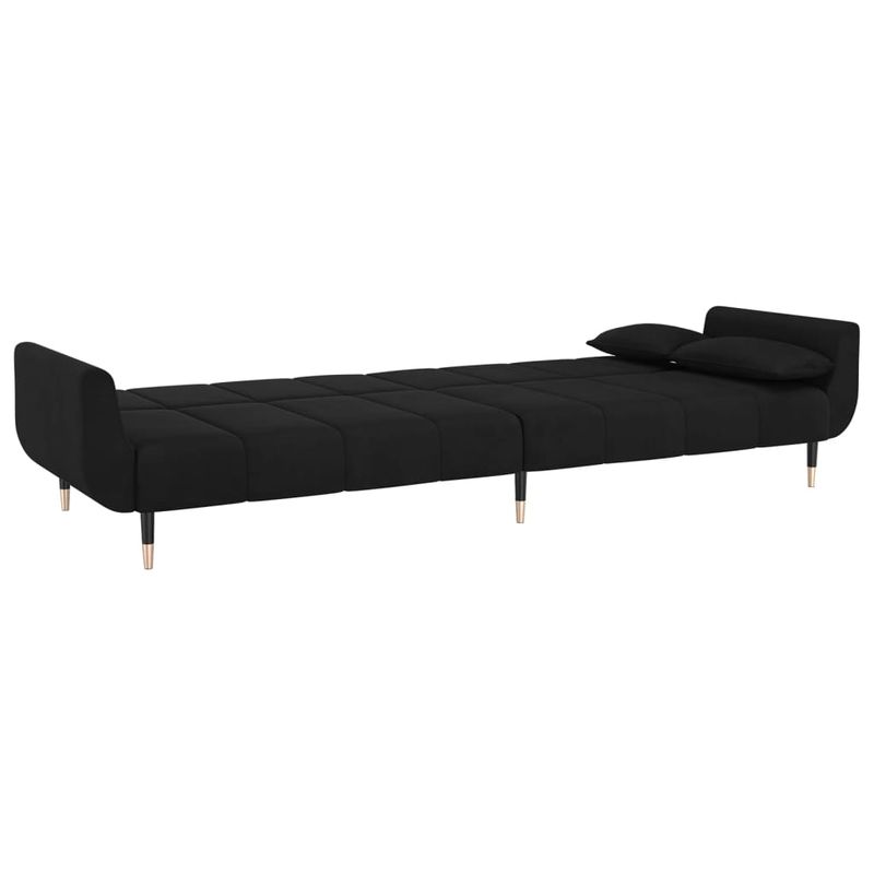 Casa si Gradina - Mobilier - Canapele si coltare - Canapele - Canapea extensibila cu 2 locuri, 2 perne, negru, catifea - Infinity.ro