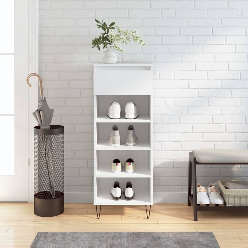 Casa si Gradina - Mobilier - Organizare si depozitare - Organizator incaltaminte - Pantofar, alb extralucios, 40x36x105 cm, lemn compozit - Infinity.ro