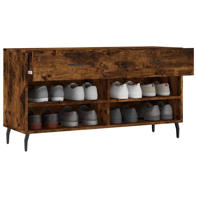 Casa si Gradina - Mobilier - Organizare si depozitare - Organizator incaltaminte - Banca de pantofi, stejar fumuriu, 102x35x55 cm, lemn prelucrat - Infinity.ro