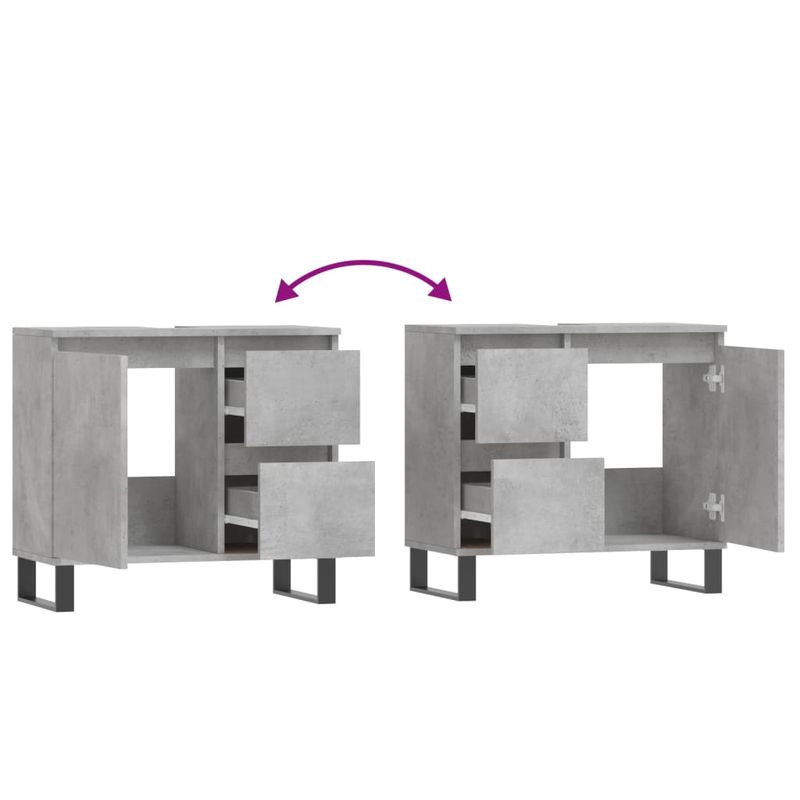 Casa si Gradina - Mobilier - Mobilier baie - Comode baie - Comoda de baie, gri beton, 65x33x60 cm, lemn prelucrat - Infinity.ro