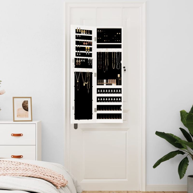 Casa si Gradina - Mobilier - Dulapuri si sifoniere - Dulapuri - Dulap de bijuterii cu oglinda de perete, alb, 30x8,5x106 cm - Infinity.ro