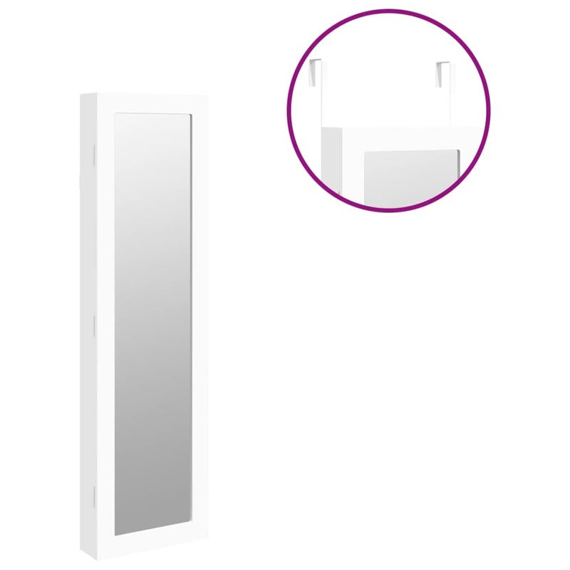 Casa si Gradina - Mobilier - Dulapuri si sifoniere - Dulapuri - Dulap de bijuterii cu oglinda de perete, alb, 30x8,5x106 cm - Infinity.ro
