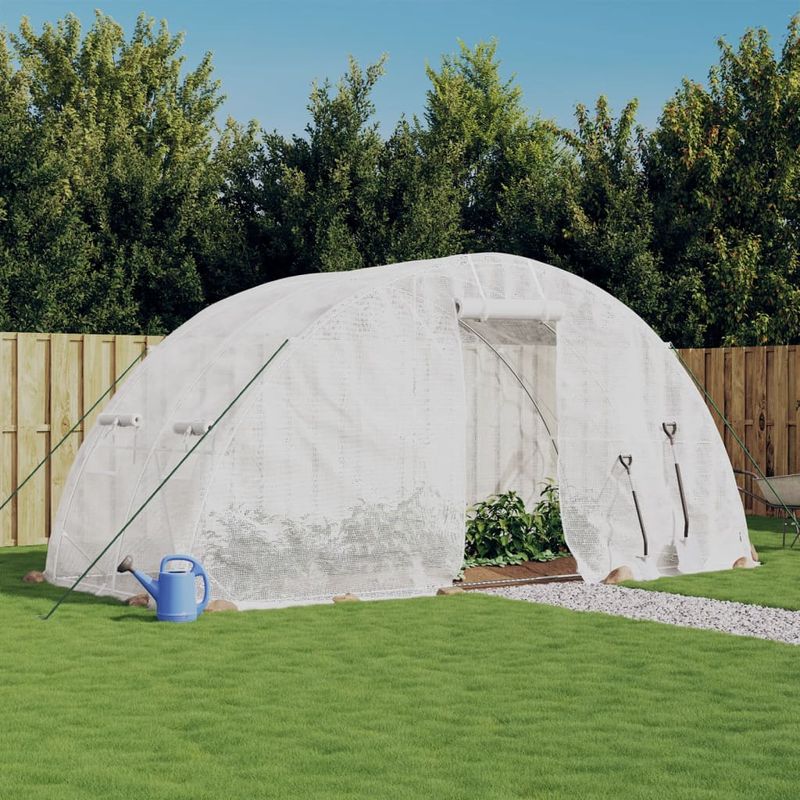 Casa si Gradina - Gradinarit si plante - Sere si solarii - Sera cu cadru din otel, alb, 10 m², 5x2x2,3 m - Infinity.ro