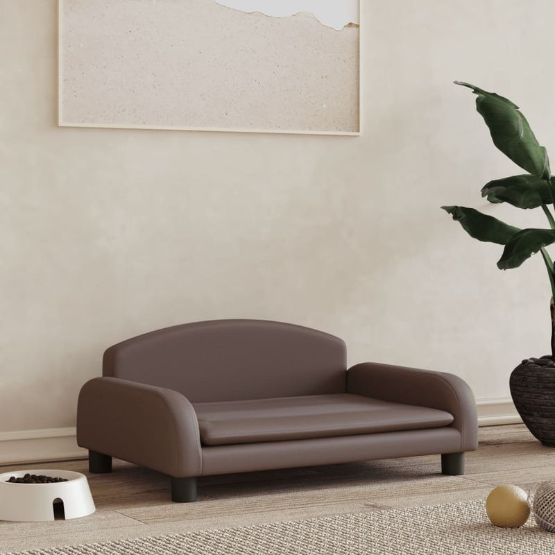 Petshop - Accesorii petshop - Culcusuri si custi - Culcusuri si saltele - Pat de caini, maro, 70x45x30 cm, piele ecologica - Infinity.ro