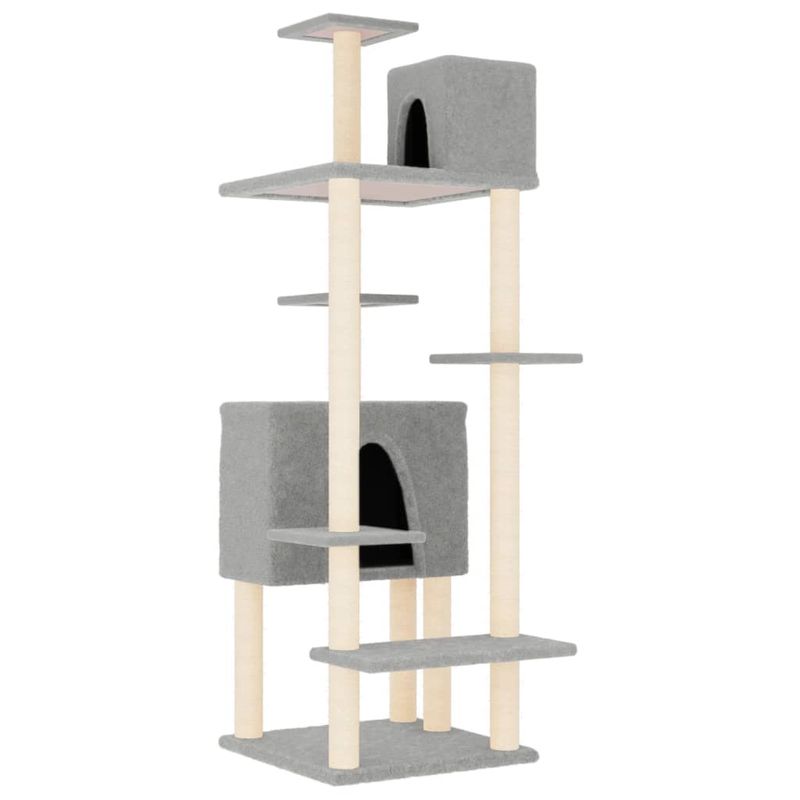 Petshop - Accesorii petshop - Jucarii animale - Ansambluri de joaca - Ansamblu de pisici, stalpi din funie sisal, gri deschis, 154 cm - Infinity.ro