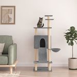 Petshop - Accesorii petshop - Jucarii animale - Ansambluri de joaca - Ansamblu de pisici, stalpi din funie sisal, gri deschis, 153 cm - Infinity.ro