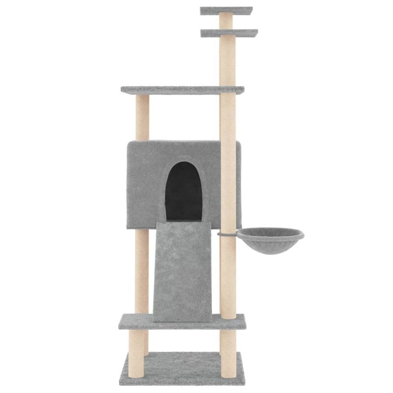 Petshop - Accesorii petshop - Jucarii animale - Ansambluri de joaca - Ansamblu de pisici, stalpi din funie sisal, gri deschis, 153 cm - Infinity.ro