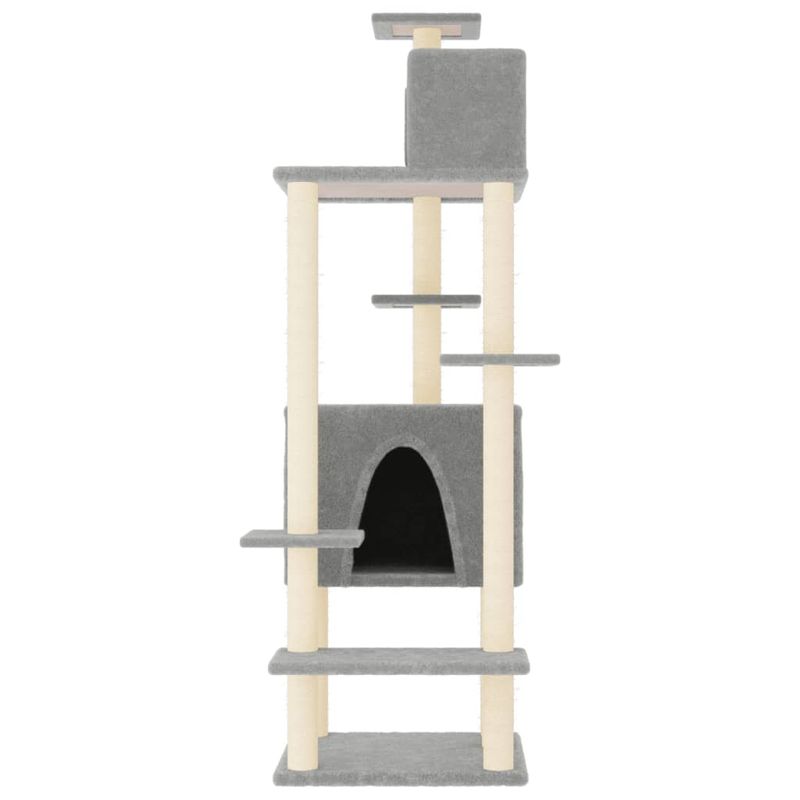 Petshop - Accesorii petshop - Jucarii animale - Ansambluri de joaca - Ansamblu de pisici, stalpi din funie sisal, gri deschis, 154 cm - Infinity.ro