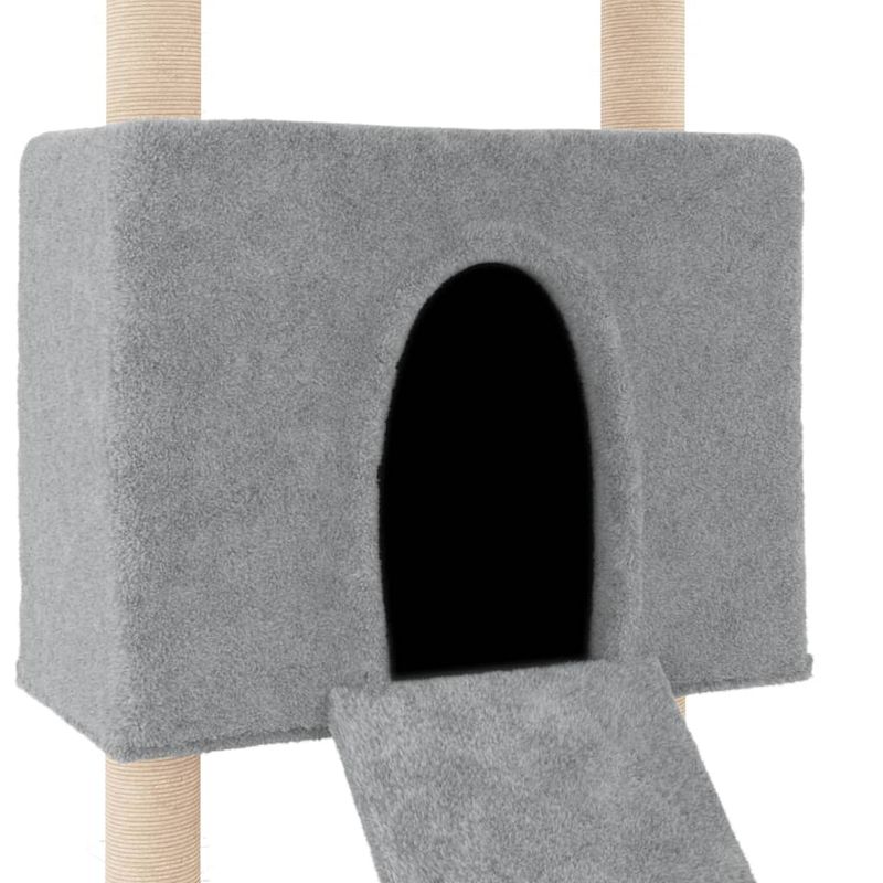 Petshop - Accesorii petshop - Jucarii animale - Ansambluri de joaca - Ansamblu de pisici, stalpi din funie sisal, gri deschis, 153 cm - Infinity.ro