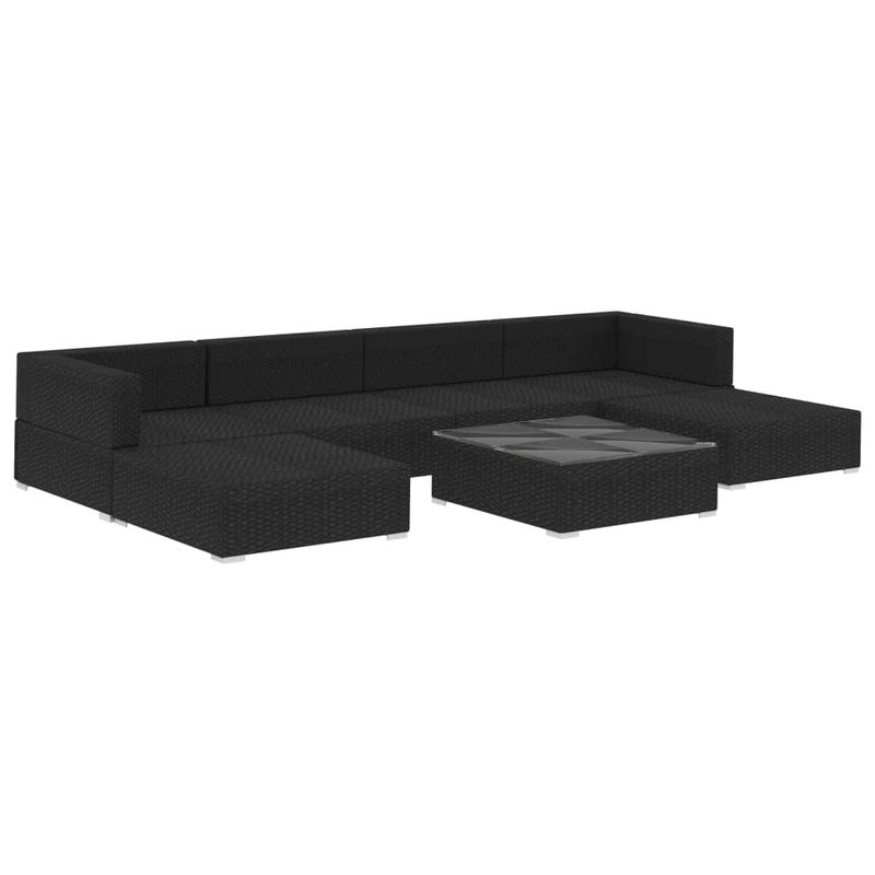Casa si Gradina - Gradina si terasa - Mobilier exterior - Seturi mobila gradina - Set mobilier de gradina cu perne, 7 piese, negru, poliratan - Infinity.ro