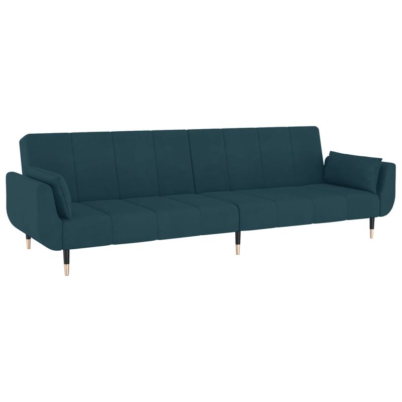 Casa si Gradina - Mobilier - Canapele si coltare - Canapele - Canapea extensibila cu 2 locuri, 2 perne, albastru, catifea - Infinity.ro