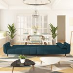 Casa si Gradina - Mobilier - Canapele si coltare - Canapele - Canapea extensibila cu 2 locuri, 2 perne, albastru, catifea - Infinity.ro