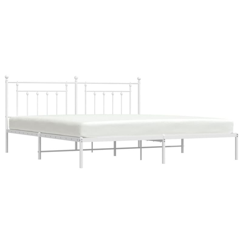 Casa si Gradina - Mobilier - Paturi si accesorii - Paturi - Cadru de pat metalic cu tablie, alb, 193x203 cm - Infinity.ro