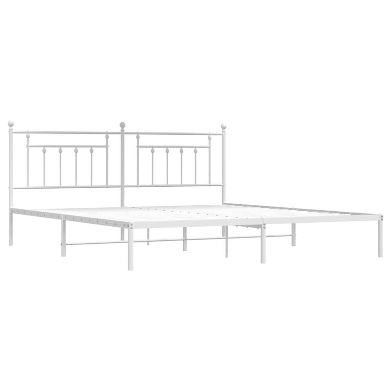 Casa si Gradina - Mobilier - Paturi si accesorii - Paturi - Cadru de pat metalic cu tablie, alb, 193x203 cm - Infinity.ro