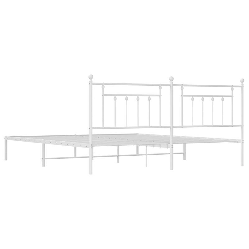 Casa si Gradina - Mobilier - Paturi si accesorii - Paturi - Cadru de pat metalic cu tablie, alb, 193x203 cm - Infinity.ro