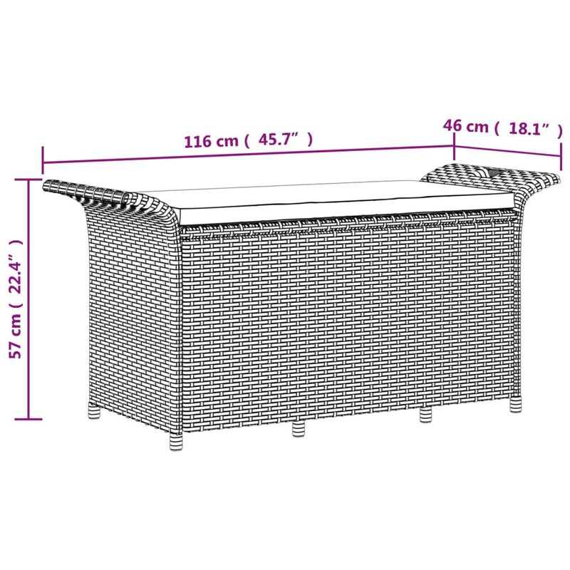 Casa si Gradina - Gradina si terasa - Mobilier exterior - Bancute de gradina - Banca de gradina cu perna, negru, 116x46x57 cm, poliratan - Infinity.ro