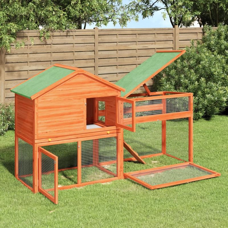 Petshop - Accesorii petshop - Culcusuri si custi - Custi interior si exterior - Cusca pentru iepuri maro 185,5x60,5x109,5 cm lemn masiv de pin - Infinity.ro