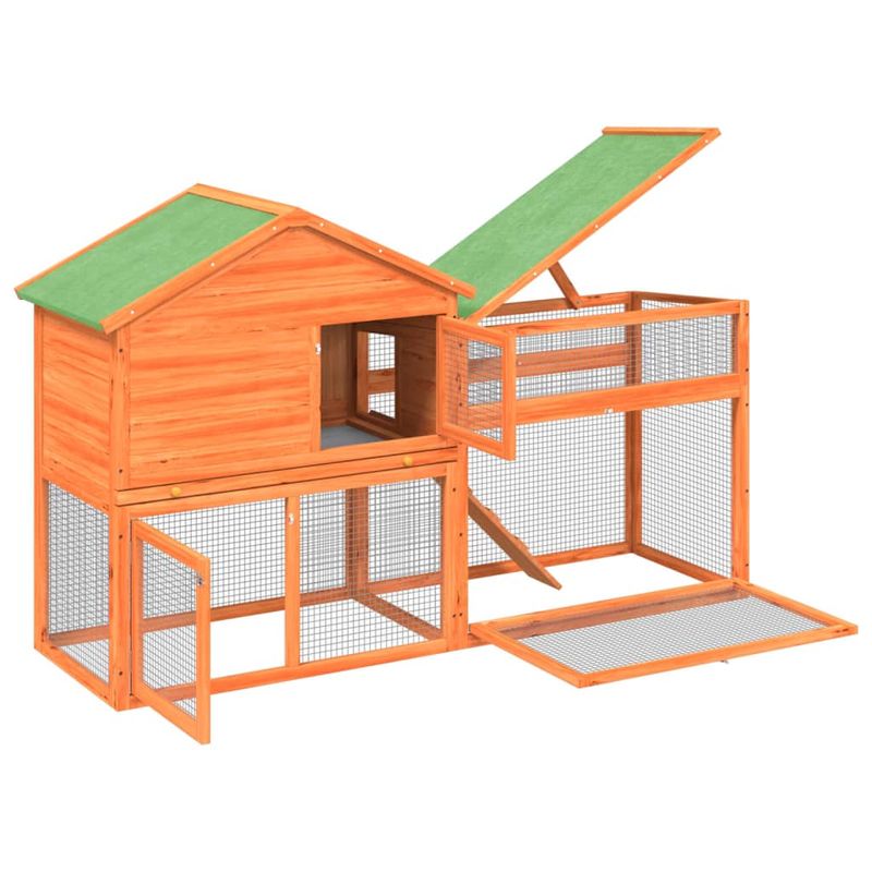 Petshop - Accesorii petshop - Culcusuri si custi - Custi interior si exterior - Cusca pentru iepuri maro 185,5x60,5x109,5 cm lemn masiv de pin - Infinity.ro