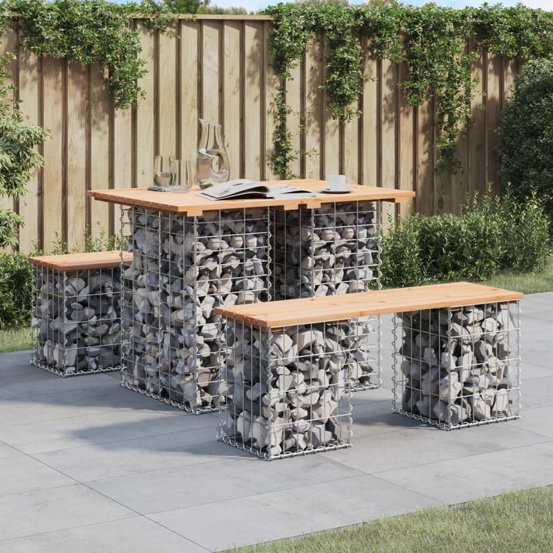 Casa si Gradina - Gradina si terasa - Mobilier exterior - Bancute de gradina - Banca de gradina, design gabion, 100x70x72cm, lemn masiv de pin, mărime 70x100x72 cm - Infinity.ro