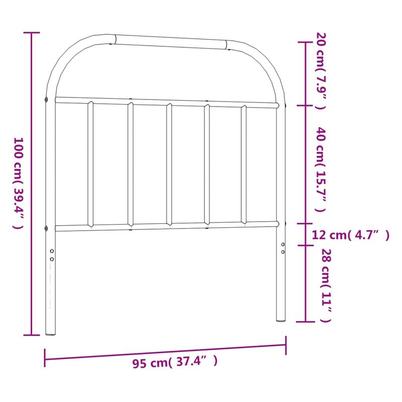 Casa si Gradina - Mobilier - Paturi si accesorii - Accesorii paturi - Tablie de pat metalica, negru, 90 cm - Infinity.ro