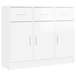 Casa si Gradina - Mobilier - Comode si corpuri - Comode - Servanta, alb extralucios, 91x28x75 cm, lemn prelucrat - Infinity.ro
