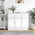 Casa si Gradina - Mobilier - Comode si corpuri - Comode - Servanta, alb extralucios, 91x28x75 cm, lemn prelucrat - Infinity.ro