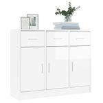 Casa si Gradina - Mobilier - Comode si corpuri - Comode - Servanta, alb extralucios, 91x28x75 cm, lemn prelucrat - Infinity.ro
