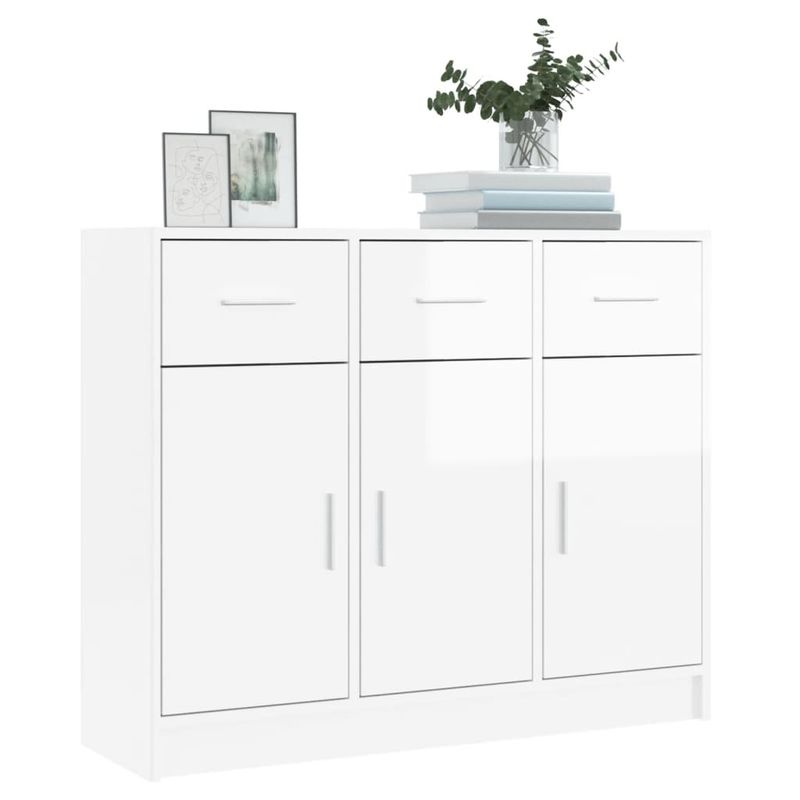 Casa si Gradina - Mobilier - Comode si corpuri - Comode - Servanta, alb extralucios, 91x28x75 cm, lemn prelucrat - Infinity.ro