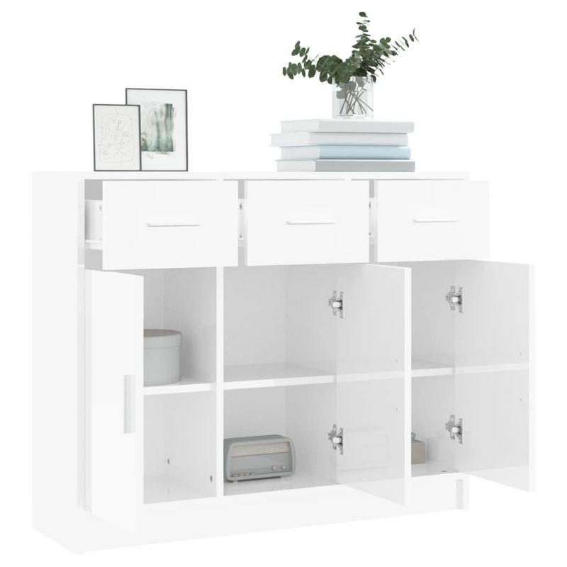 Casa si Gradina - Mobilier - Comode si corpuri - Comode - Servanta, alb extralucios, 91x28x75 cm, lemn prelucrat - Infinity.ro