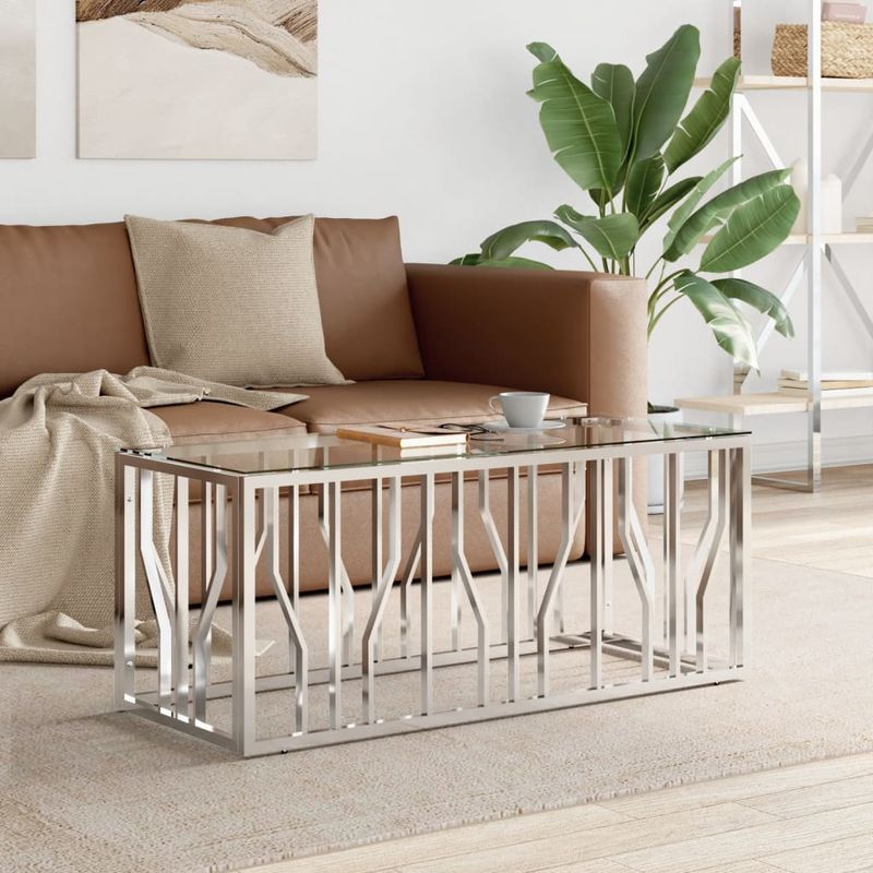 Casa si Gradina - Mobilier - Mese si birouri - Masute de cafea - Masa de cafea, 110x45x45 cm, otel inoxidabil si sticla - Infinity.ro