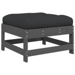 Casa si Gradina - Gradina si terasa - Mobilier exterior - Canapele si fotolii gradina - Taburet de gradina cu perna, gri, lemn masiv de pin - Infinity.ro
