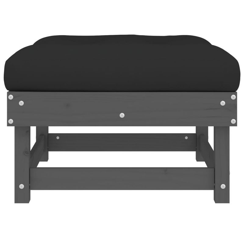 Casa si Gradina - Gradina si terasa - Mobilier exterior - Canapele si fotolii gradina - Taburet de gradina cu perna, gri, lemn masiv de pin - Infinity.ro