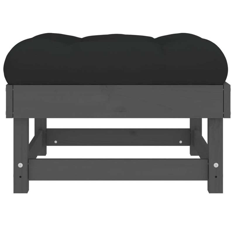 Casa si Gradina - Gradina si terasa - Mobilier exterior - Canapele si fotolii gradina - Taburet de gradina cu perna, gri, lemn masiv de pin - Infinity.ro