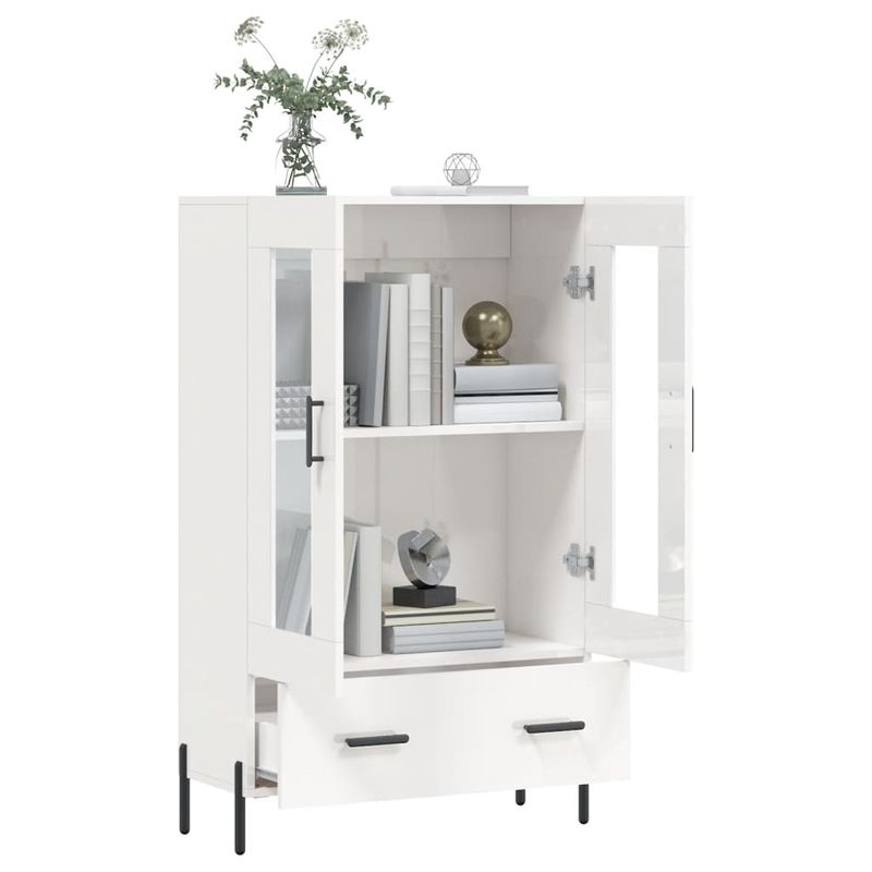 Casa si Gradina - Mobilier - Comode si corpuri - Comode - Dulap inalt, alb extralucios, 69,5x31x115 cm, lemn prelucrat - Infinity.ro