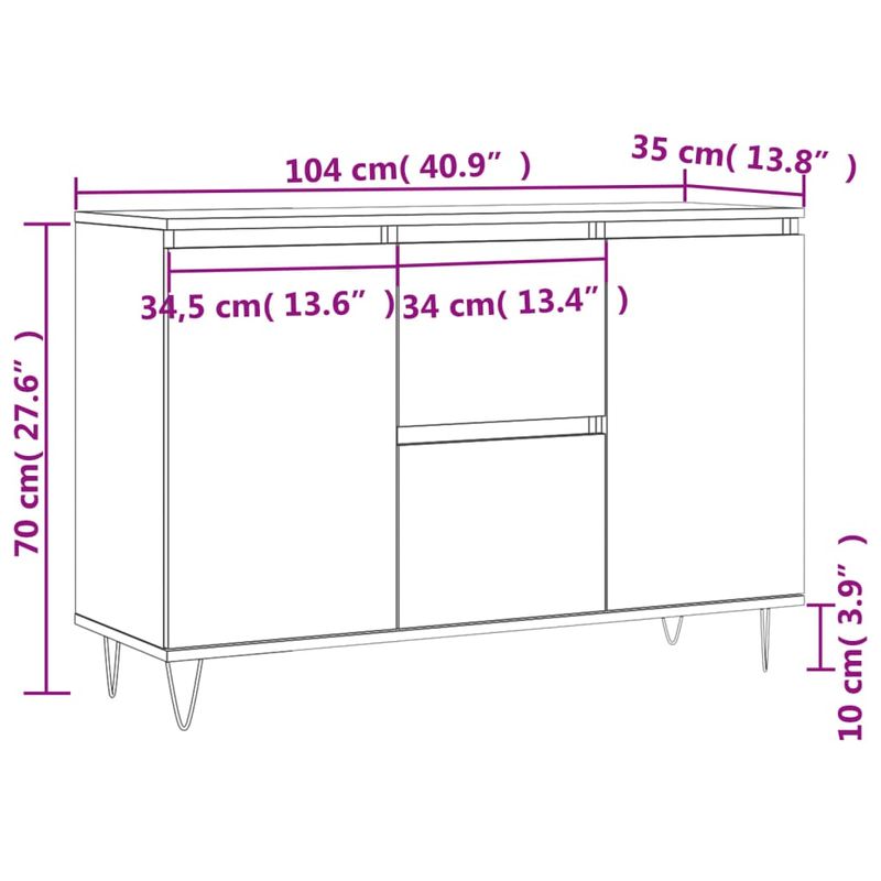 Casa si Gradina - Mobilier - Comode si corpuri - Comode - Servanta, stejar fumuriu, 104x35x70 cm, lemn prelucrat - Infinity.ro