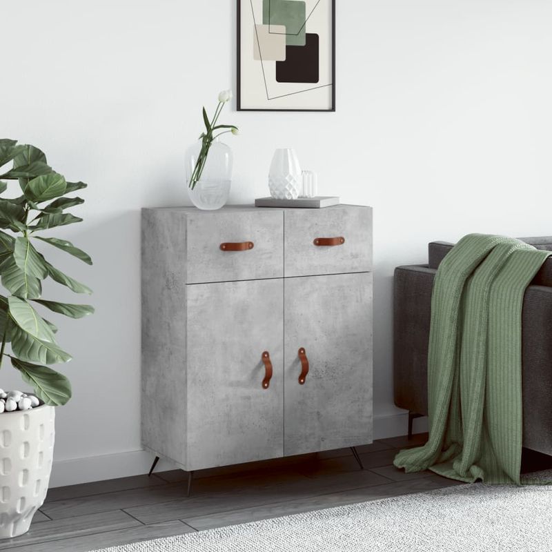 Casa si Gradina - Mobilier - Comode si corpuri - Comode - Servanta, gri beton, 69,5x34x90 cm, lemn compozit - Infinity.ro