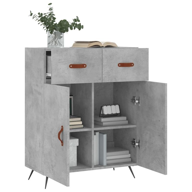 Casa si Gradina - Mobilier - Comode si corpuri - Comode - Servanta, gri beton, 69,5x34x90 cm, lemn compozit - Infinity.ro