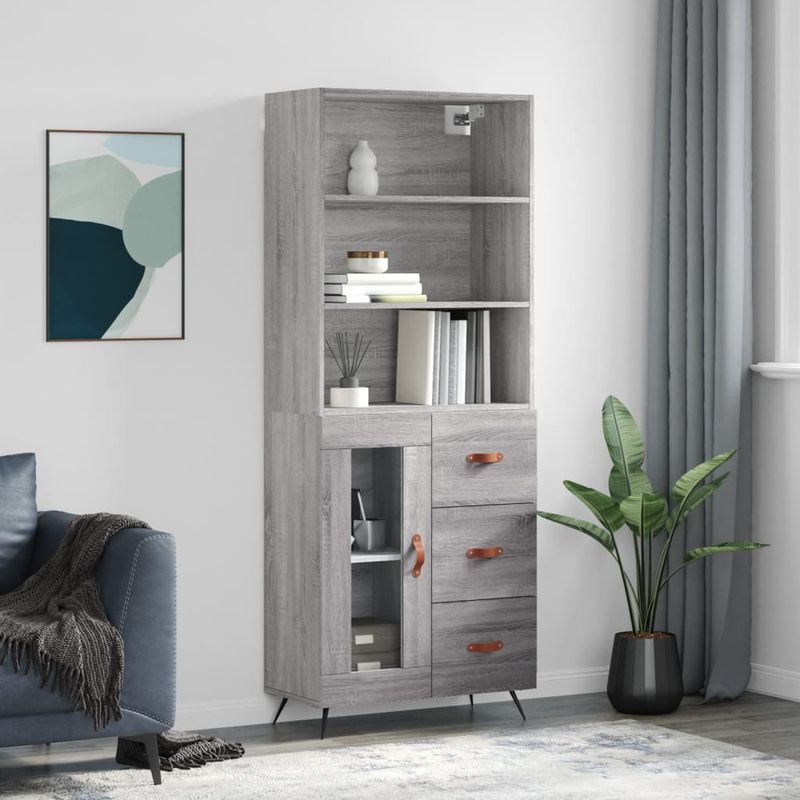 Casa si Gradina - Mobilier - Comode si corpuri - Comode - Dulap inalt, gri sonoma, 69,5x34x180 cm, lemn compozit - Infinity.ro