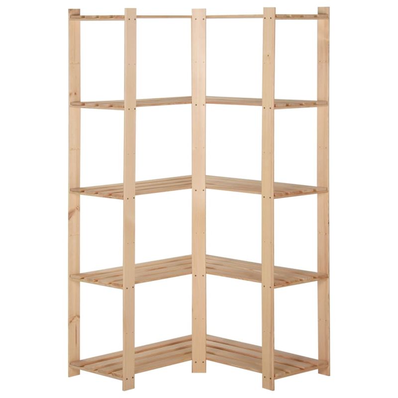 Casa si Gradina - Mobilier - Biblioteci si rafturi - Rafturi - Raft depozitare de colt 5 niveluri, 82,5x82,5x170 cm, lemn pin - Infinity.ro