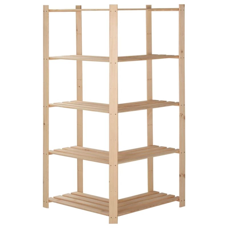 Casa si Gradina - Mobilier - Biblioteci si rafturi - Rafturi - Raft depozitare de colt 5 niveluri, 82,5x82,5x170 cm, lemn pin - Infinity.ro