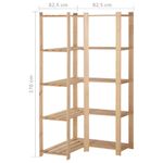 Casa si Gradina - Mobilier - Biblioteci si rafturi - Rafturi - Raft depozitare de colt 5 niveluri, 82,5x82,5x170 cm, lemn pin - Infinity.ro