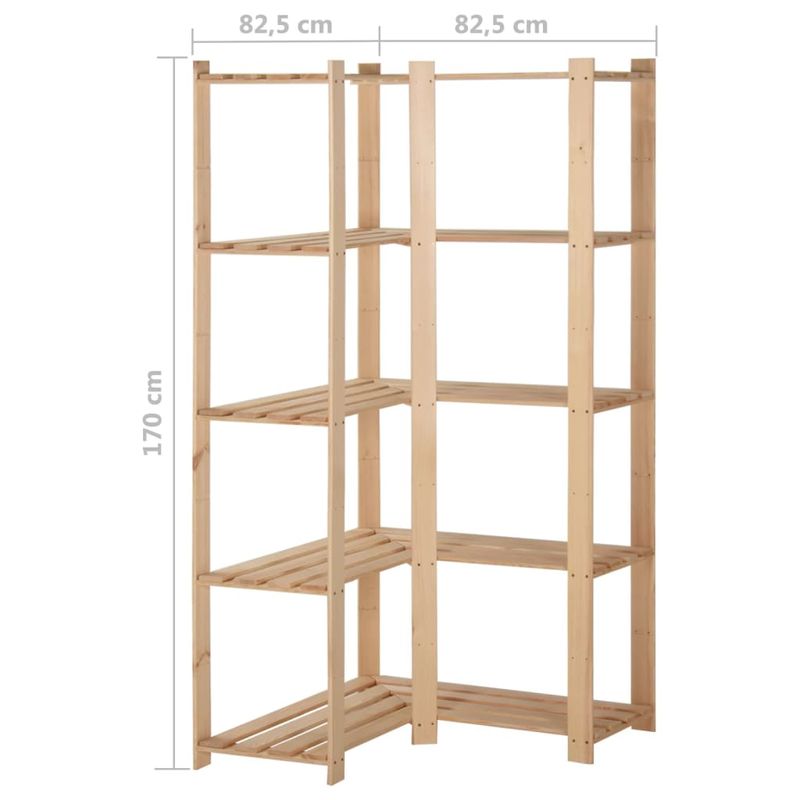 Casa si Gradina - Mobilier - Biblioteci si rafturi - Rafturi - Raft depozitare de colt 5 niveluri, 82,5x82,5x170 cm, lemn pin - Infinity.ro