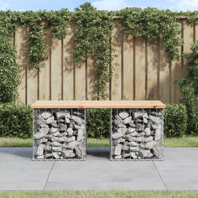Casa si Gradina - Gradina si terasa - Mobilier exterior - Bancute de gradina - Banca de gradina, design gabion, 103x44x42cm, lemn masiv de pin, mărime 44x103x42 cm - Infinity.ro