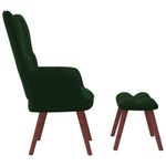 Casa si Gradina - Mobilier - Scaune si fotolii - Fotolii - Fotoliu de relaxare cu taburet, verde inchis, catifea - Infinity.ro