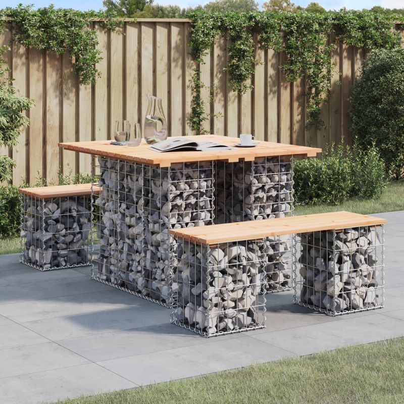 Casa si Gradina - Gradina si terasa - Mobilier exterior - Bancute de gradina - Banca de gradina, design gabion, 100x102x72cm, lemn masiv pin, mărime 102x100x72 cm - Infinity.ro